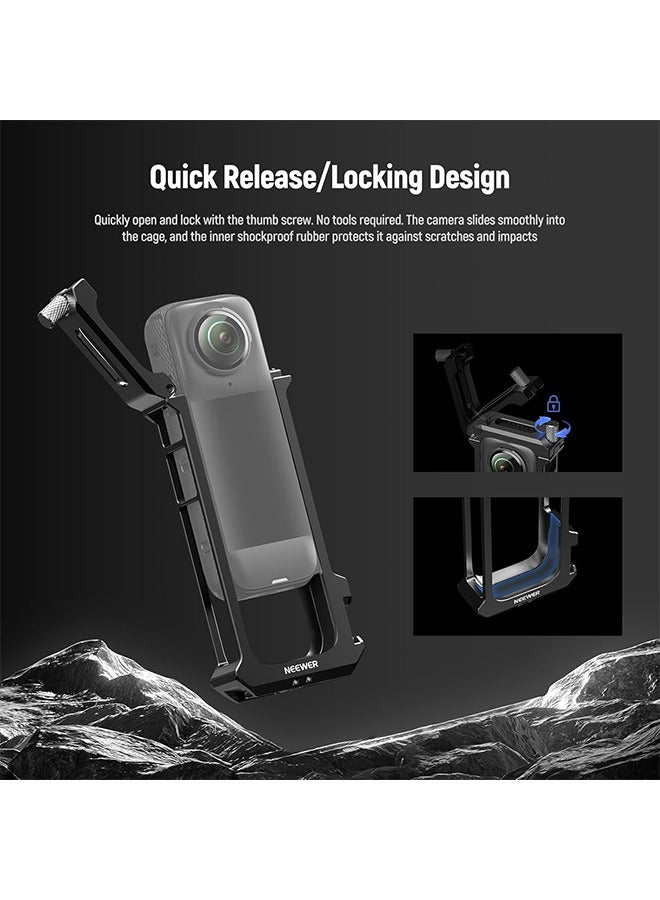 Neewer Neewer X4 Action Camera Cage, Protective Case with Folding Fingers Compatible with Insta360 X4, Video Recording Rig Aluminum Alloy Frame with Lens Protector Cap, No Assembly Required  - Image 2