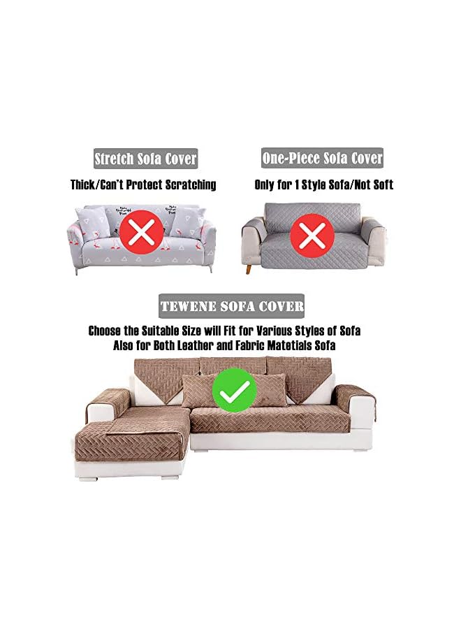 erorex Sofa Cover, Velvet Couch Cover Anti-Slip Sectional Couch Covers Sofa Slipcover for Dogs Cats Pet Love Seat Armrest Backrest Cover Coffee 28''x28'' (Only 2 Pieces/Not All Set) - Image 2