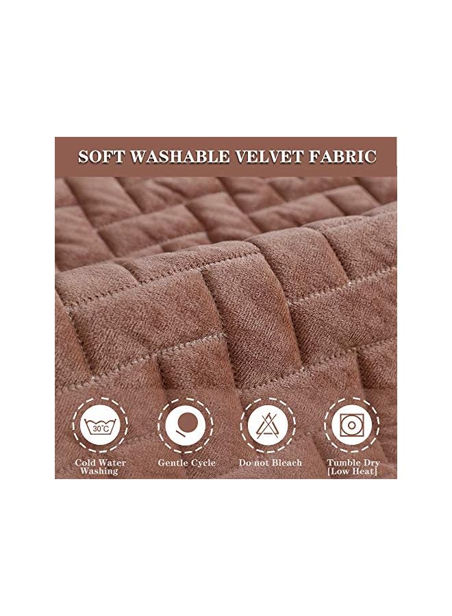 erorex Sofa Cover, Velvet Couch Cover Anti-Slip Sectional Couch Covers Sofa Slipcover for Dogs Cats Pet Love Seat Armrest Backrest Cover Coffee 28''x28'' (Only 2 Pieces/Not All Set) - Image 3