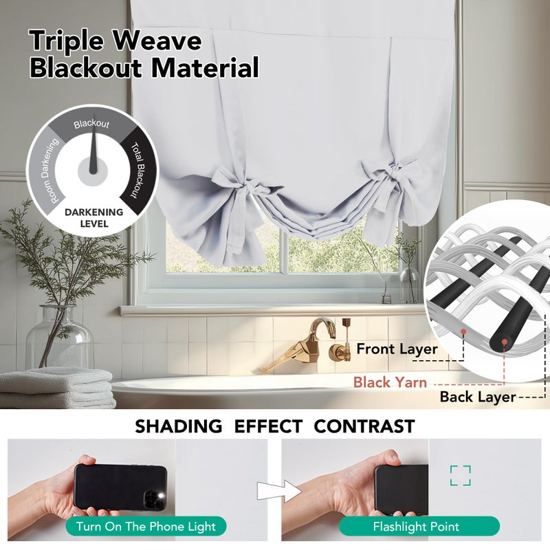 Deconovo Tieâ€‘Up Blackout Curtain â€“ Adjustable Balloon Shade for Kitchen & Small Windows, Thermal Insulated Room Darkening Panel with Rod Pocket, Energy Saving & Easy Careï¼ˆStar Whiteï¼Œ46W x 63Lï¼Œ1 Panelï¼‰ - Image 4