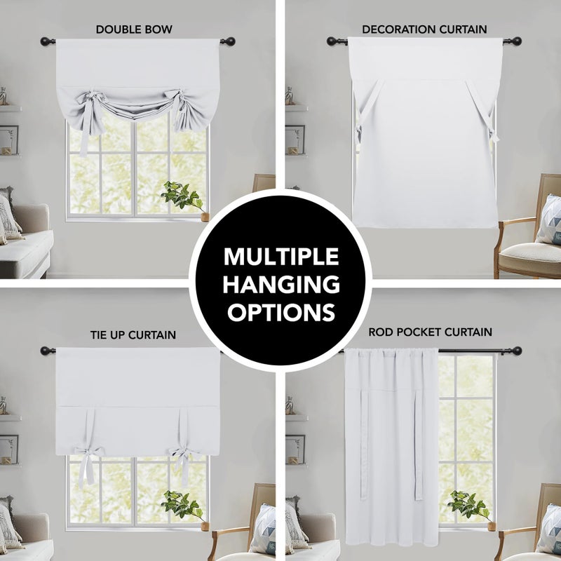 Deconovo Tieâ€‘Up Blackout Curtain â€“ Adjustable Balloon Shade for Kitchen & Small Windows, Thermal Insulated Room Darkening Panel with Rod Pocket, Energy Saving & Easy Careï¼ˆStar Whiteï¼Œ46W x 63Lï¼Œ1 Panelï¼‰ - Image 3