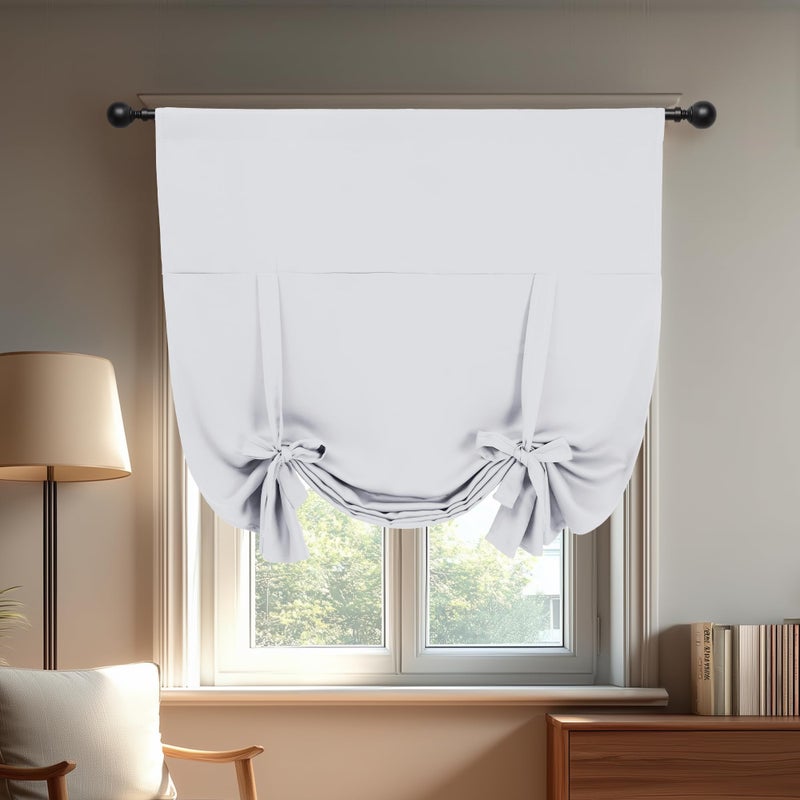 Deconovo Tieâ€‘Up Blackout Curtain â€“ Adjustable Balloon Shade for Kitchen & Small Windows, Thermal Insulated Room Darkening Panel with Rod Pocket, Energy Saving & Easy Careï¼ˆStar Whiteï¼Œ46W x 63Lï¼Œ1 Panelï¼‰ - Image 1
