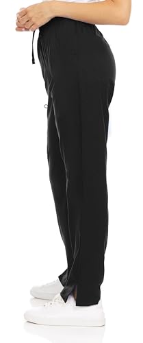 MediChic Women's 6-Pocket Scrub Pants – Cargo Straight Leg, 4-Way Stretch, Anti-Wrinkle, Flex Fabric Black - Image 3