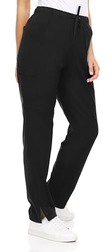 MediChic Women's 6-Pocket Scrub Pants – Cargo Straight Leg, 4-Way Stretch, Anti-Wrinkle, Flex Fabric Black - Image 5