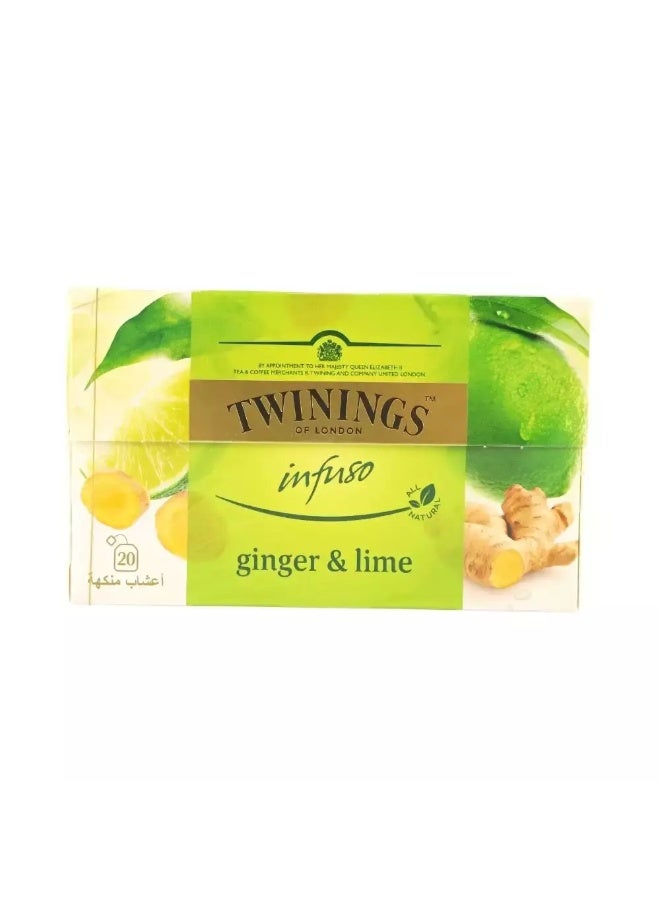 Twinings Infuso Ginger and Lime Flavoured Tea Bags- 20 Tea Bags - Image 3