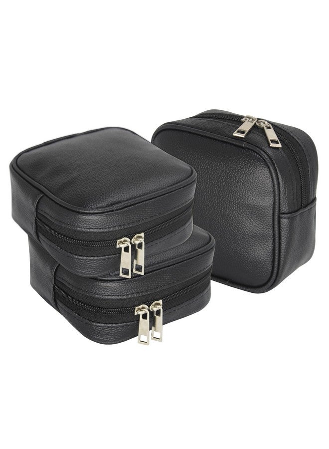 Luces Black Fabric Makeup Jewellery Kit Organizer Locker Box Organizer Pouch for Necklaces Earring Ring Cosmetic Travel Storage Case for Women Girls Pack of 3 - Image 1