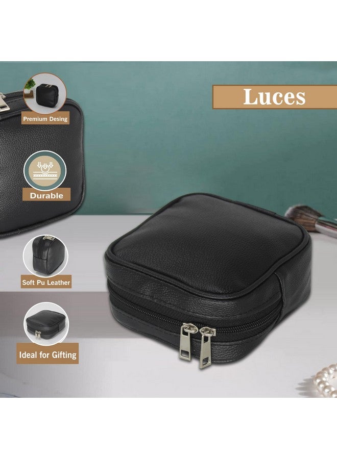 Luces Black Fabric Makeup Jewellery Kit Organizer Locker Box Organizer Pouch for Necklaces Earring Ring Cosmetic Travel Storage Case for Women Girls Pack of 3 - Image 4