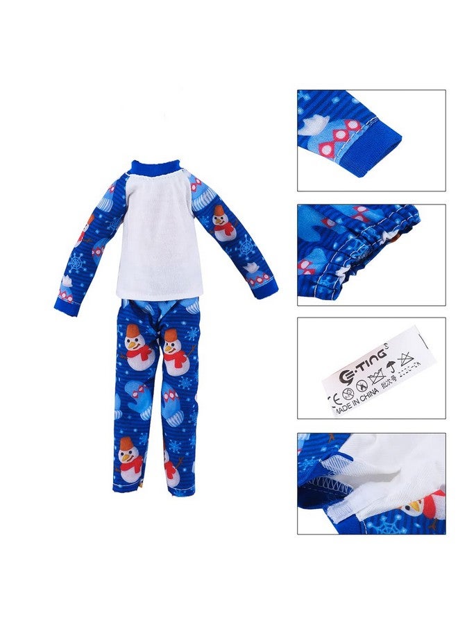 E-TING Santa Clothing Blue Snowman Nightshirt Pajamas Pjs Nightgown For Elf Doll Christmas Accessories - Image 2