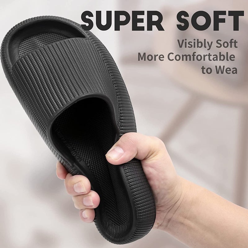 Non-Slip Thick Cloud Slides for Women and Men, Fast-Dry Pillow Slippers for Shower Home Spa Beach - Image 2