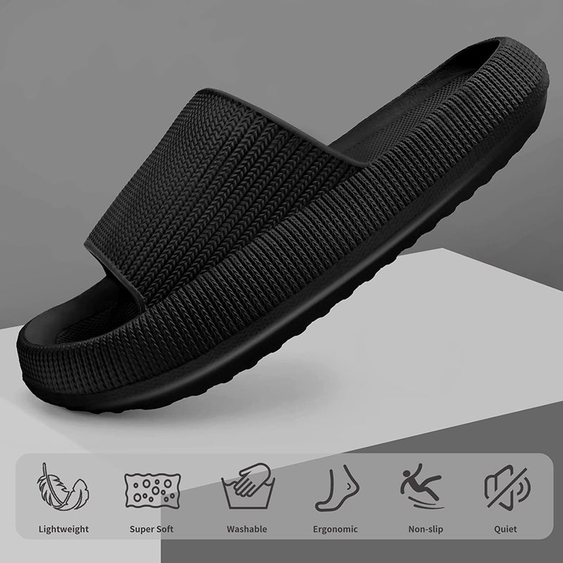 Non-Slip Thick Cloud Slides for Women and Men, Fast-Dry Pillow Slippers for Shower Home Spa Beach - Image 3