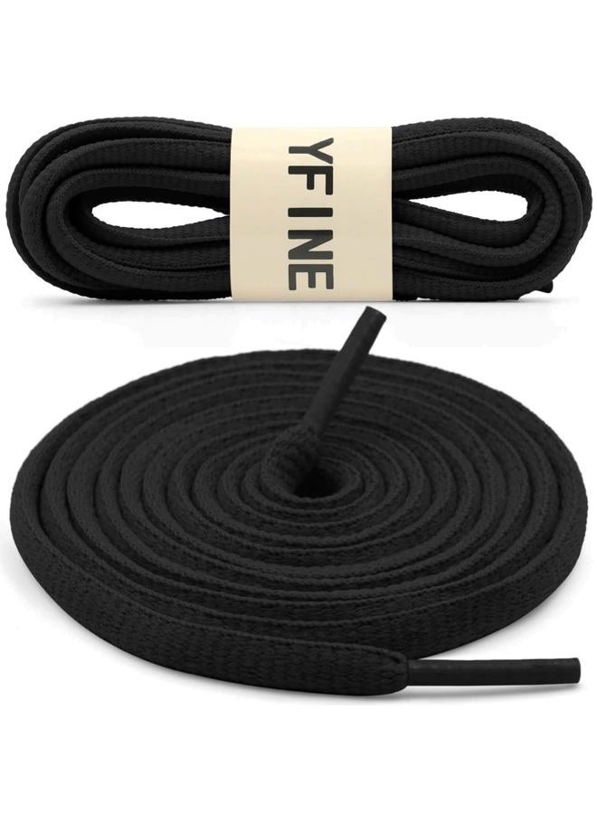 YFINE Oval Sports Shoe Laces: 2 Pairs Half Round Shoelaces for Sneaker Athletic Shoes, 02 Black, 31 inch (80CM) - Image 2