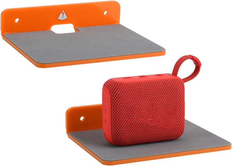 TXesign Wall Shelves - 2 Pack, Small Wall Mount for Speaker, Webcam, Cell Phones, Display Shelf (Orange, Medium) - Image 1