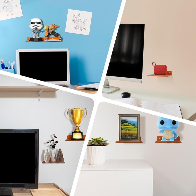 TXesign Wall Shelves - 2 Pack, Small Wall Mount for Speaker, Webcam, Cell Phones, Display Shelf (Orange, Medium) - Image 5