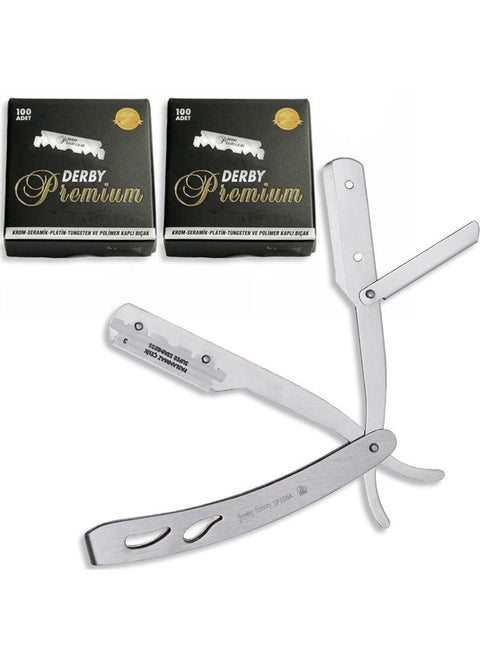 The Shave Factory Straight Edge Razor Kit - Straight Edge Razor with Single Edge Razor, Straight Razor, Straight Razors for Men (Matte / 200 Derby Premium Single Edge Razor Blades)
