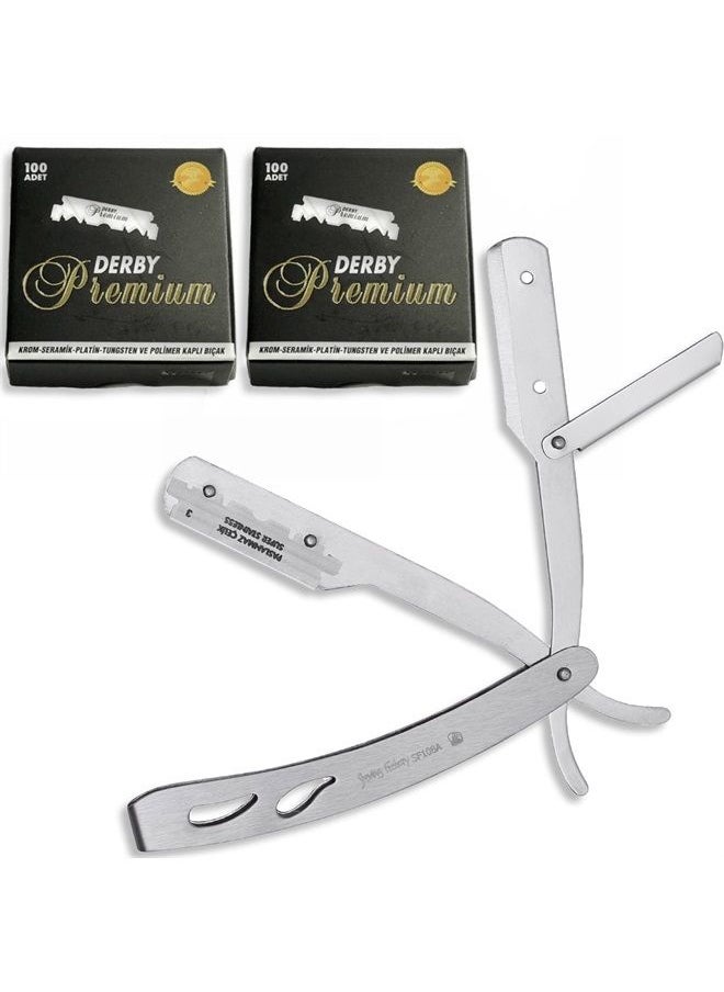 The Shave Factory Straight Edge Razor Kit - Straight Edge Razor with Single Edge Razor, Straight Razor, Straight Razors for Men (Matte / 200 Derby Premium Single Edge Razor Blades)