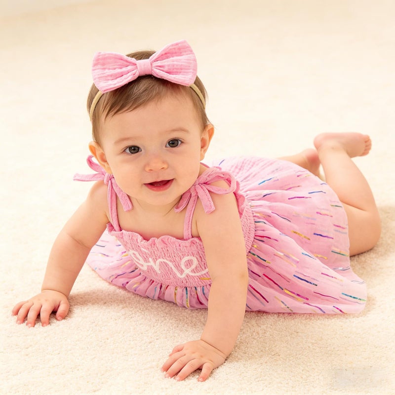 TITKKOP Baby Girl 1st Birthday Clothes One Year Old Tulle Romper Sleeveless Bodysuit Cake Smash Outfits(Pink2,12-18M) - Image 5