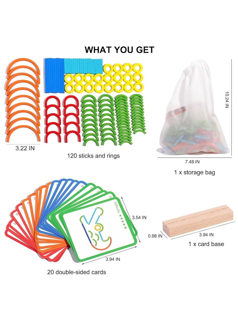 Capstro Wooden Sticks and Rings Sorting Game for Kids – Montessori Color Matching & Fine Motor Skill Learning Toy with Counting Board & Pattern Cards for Toddlers 3+ – Sticks and Rings - Image 3
