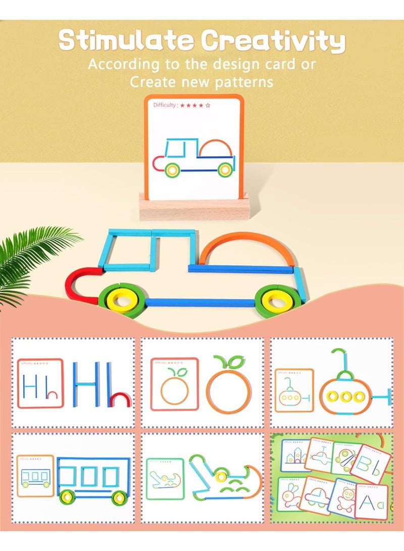Capstro Wooden Sticks and Rings Sorting Game for Kids – Montessori Color Matching & Fine Motor Skill Learning Toy with Counting Board & Pattern Cards for Toddlers 3+ – Sticks and Rings - Image 5