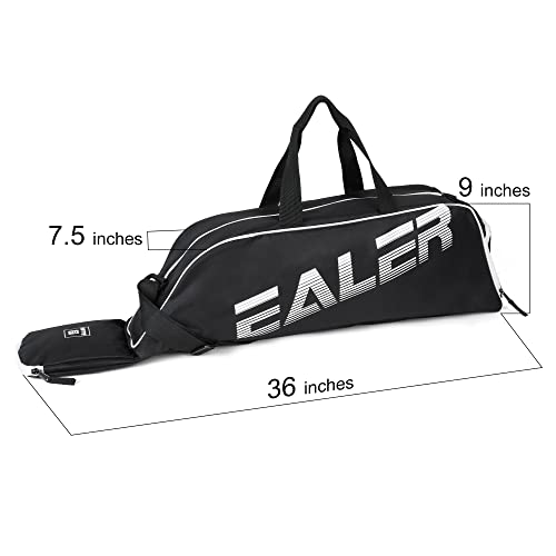 EALER Baseball Bat Tote Bag & T-ball, Softball Equipment Bag - Gear for Kids, Youth, and Adults Holds Bat, Helmet, Glove, Cleats, Shoes and More（Black） - Image 3