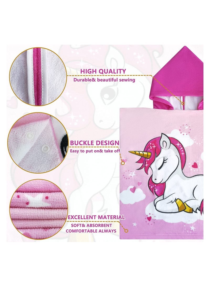Bath Towel for 1-6 Years Toddler, 1Pcs Kids Hooded Towel, Microfiber Bath Towel Super Soft Robe Poncho Bathrobe, Boys Girls Swimming Beach Holiday Water Playing Pool Bath Coverups (3D Unicorn) - Image 5