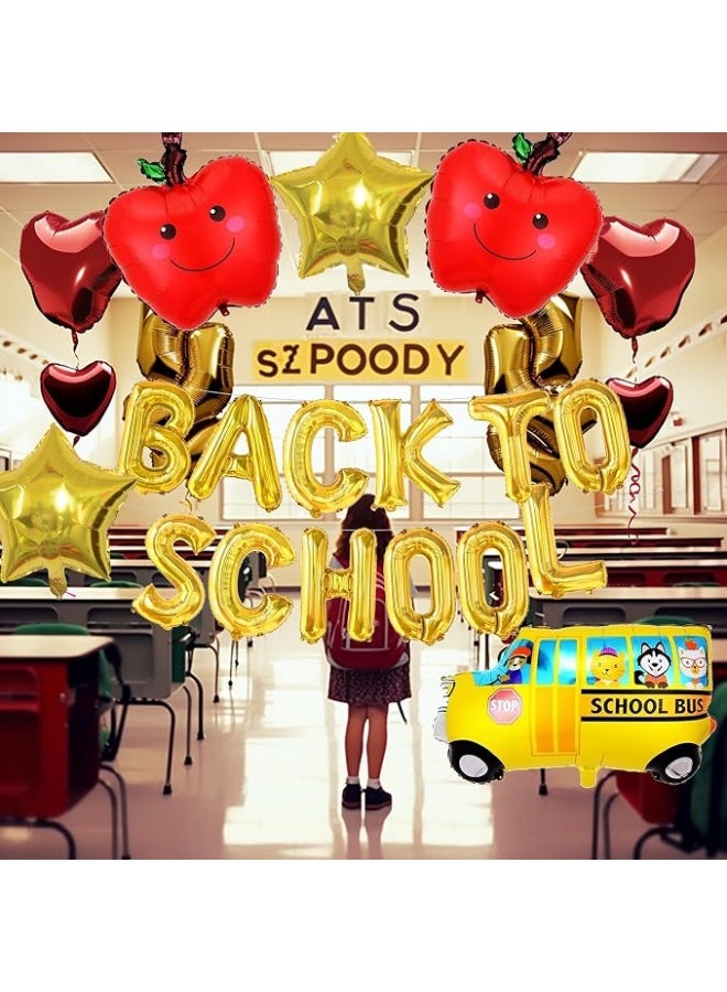 Kidzilla School Themed Foil Balloons Party Decoration Set with Apple Star and School Bus Shapes - 6-Piece Set: 2 Apple, 2 Star, 1 School Bus and 1 Back to School Balloon - Image 5