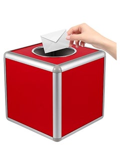Red Box, Raffle Ticket Box Square Storage Box Raffle Ticket Container Raffle Balls Boxes for Tickets, Vote Box Donation Boxes for Fundraising