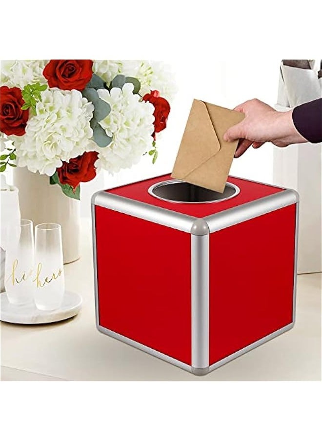Generic - Red Box, Raffle Ticket Box Square Storage Box Raffle Ticket Container Raffle Balls Boxes for Tickets, Vote Box Donation Boxes for Fundraising - Image 1