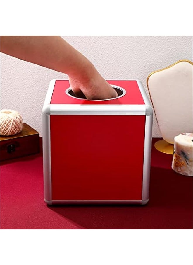 Generic - Red Box, Raffle Ticket Box Square Storage Box Raffle Ticket Container Raffle Balls Boxes for Tickets, Vote Box Donation Boxes for Fundraising - Image 1