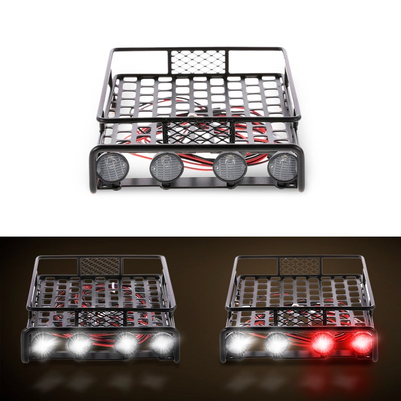 حامل حقائب الأمتعة على السقف مع شريط إضاءة لقطع غيار سيارات RC 1/10 RC Crawler Axial SCX10 D90 110 Traxxas TRX-4 Tamiya HSP - Image 1