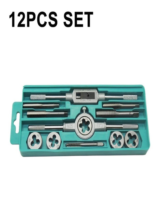 A AND S Tools 12 pcs Metric Tap and Die Set Thread Tool M6 to M12 Thread Repair Plug Metric Wrench Die Holder Screwdriver with Storage case - Image 2