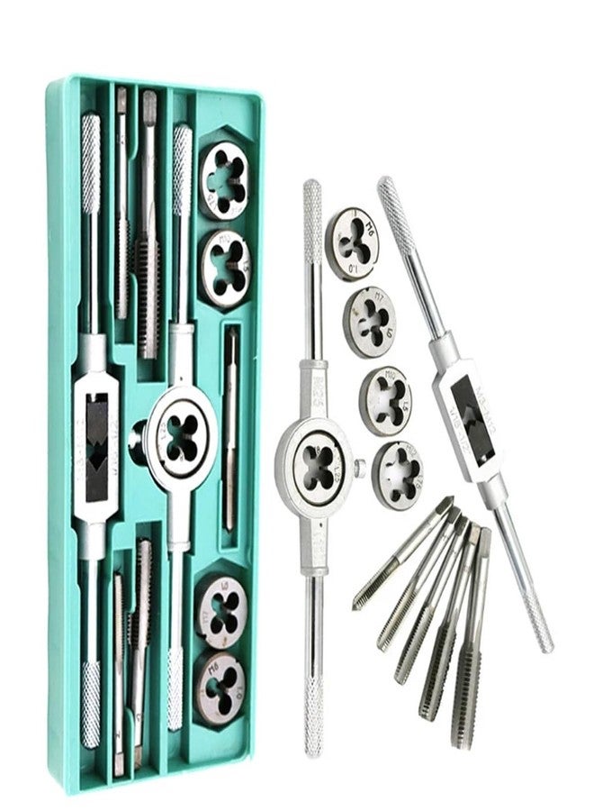 A AND S Tools 12 pcs Metric Tap and Die Set Thread Tool M6 to M12 Thread Repair Plug Metric Wrench Die Holder Screwdriver with Storage case - Image 1