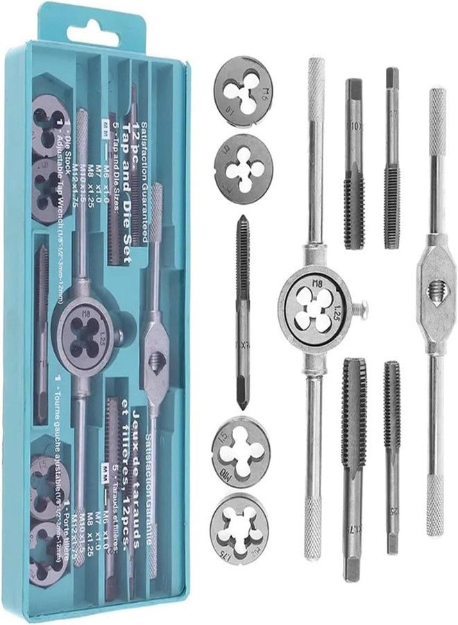 A AND S Tools 12 pcs Metric Tap and Die Set Thread Tool M6 to M12 Thread Repair Plug Metric Wrench Die Holder Screwdriver with Storage case - Image 5