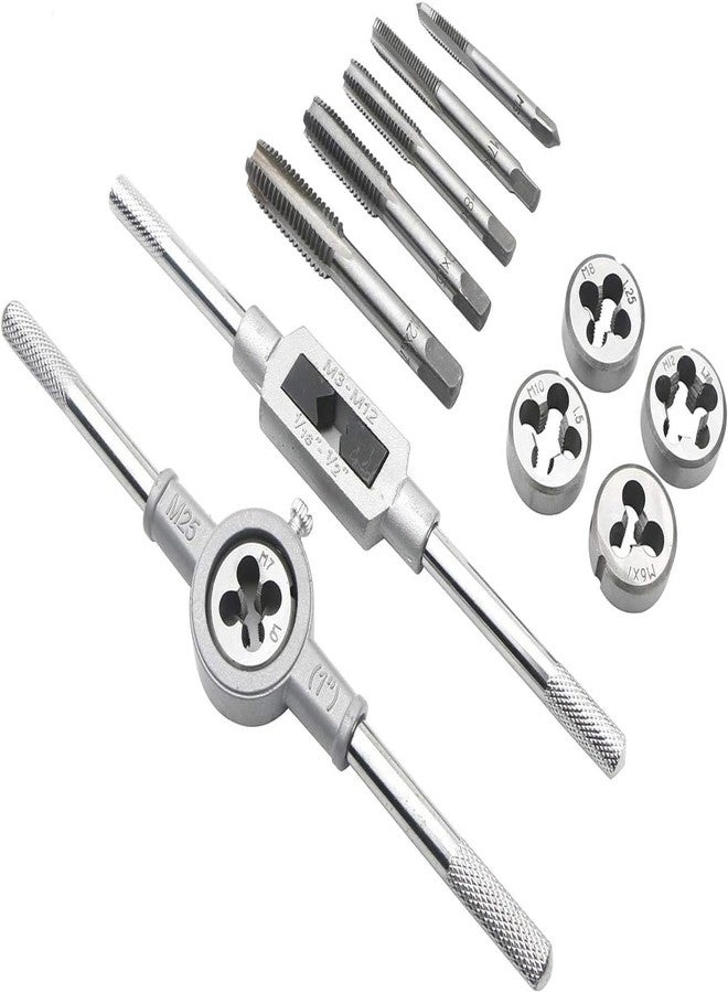 A AND S Tools 12 pcs Metric Tap and Die Set Thread Tool M6 to M12 Thread Repair Plug Metric Wrench Die Holder Screwdriver with Storage case - Image 3