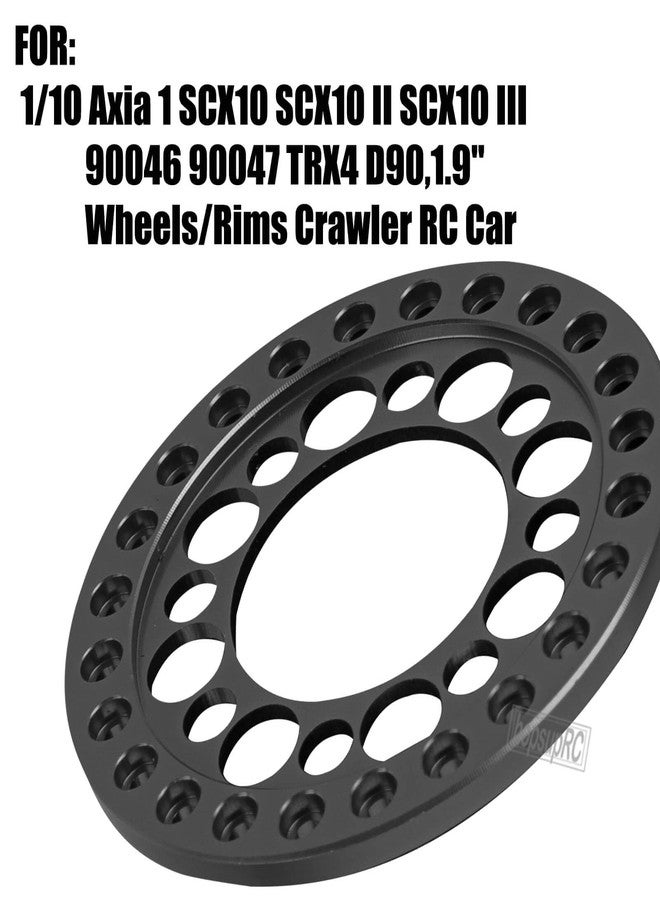 hopsupRC RC 1.9inch Aluminum Beadlock Wheel Rim Replacement Ring Upgrades Part for 1/10 SCX10 SCX10 II SCX10 III 90046 90047 TRX4 D90,1.9" Wheels/Rims Crawler RC Car.Black(4PCS) - Image 2