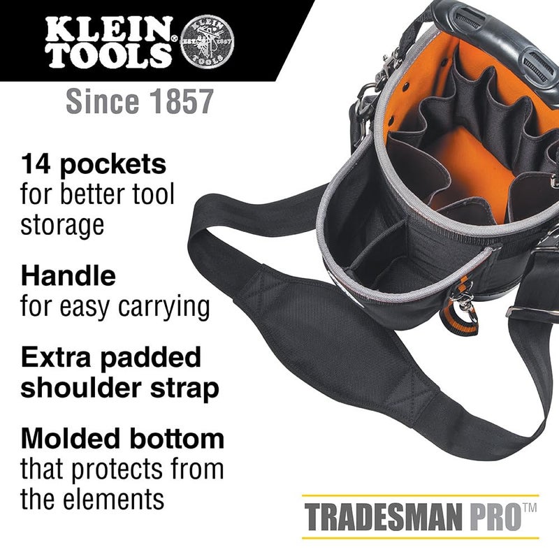 Klein Tools 55419SP-14 Tool Bag with Shoulder Strap Has 14 Pockets for Tool Storage, Can Fit Long Screwdrivers - Image 2