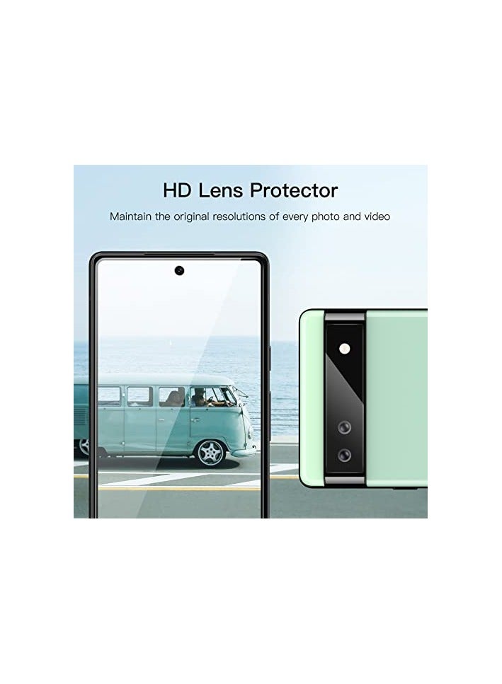 جي تيك واقي شاشة JETech لهاتف Google Pixel 6a مقاس 6.1 بوصة مع واقي عدسة الكاميرا، أداة سهلة التركيب، متوافق مع بصمات الأصابع، فيلم زجاجي مقسى، شفاف عالي الدقة، عبوتان لكل قطعة - Image 2