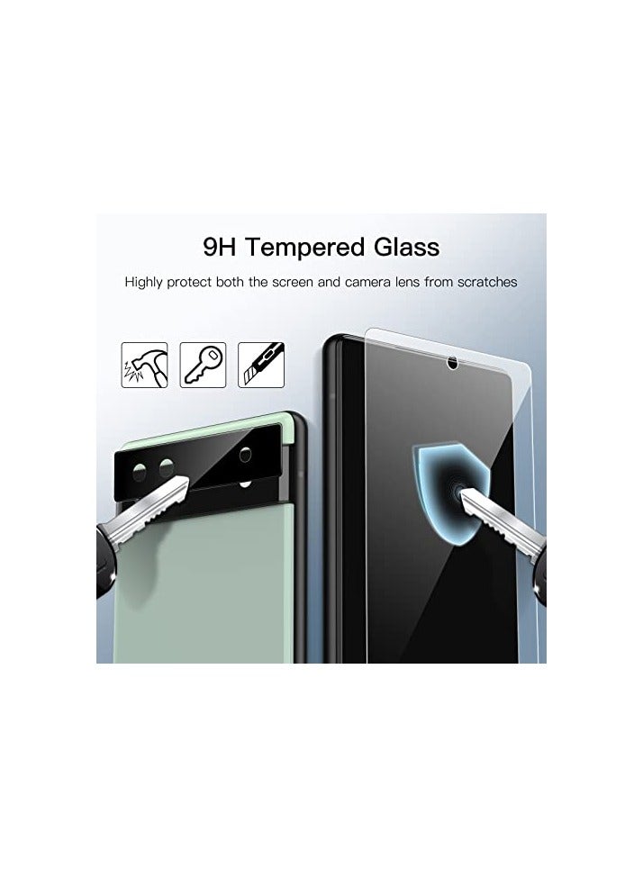 جي تيك واقي شاشة JETech لهاتف Google Pixel 6a مقاس 6.1 بوصة مع واقي عدسة الكاميرا، أداة سهلة التركيب، متوافق مع بصمات الأصابع، فيلم زجاجي مقسى، شفاف عالي الدقة، عبوتان لكل قطعة - Image 3