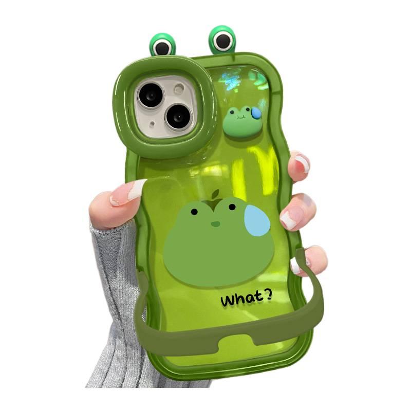 غطاء واقي | لـ iPhone 14 / 14 Plus / 14 Pro / 14 Pro Max | سيليكون تصميم كرتوني | Frog Green - Image 1