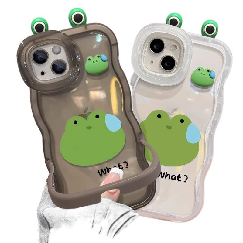 غطاء واقي | لـ iPhone 14 / 14 Plus / 14 Pro / 14 Pro Max | سيليكون تصميم كرتوني | Frog Green - Image 3