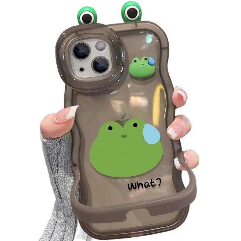 غطاء واقي | لـ iPhone 14 / 14 Plus / 14 Pro / 14 Pro Max | سيليكون تصميم كرتوني | Frog Green - Image 2