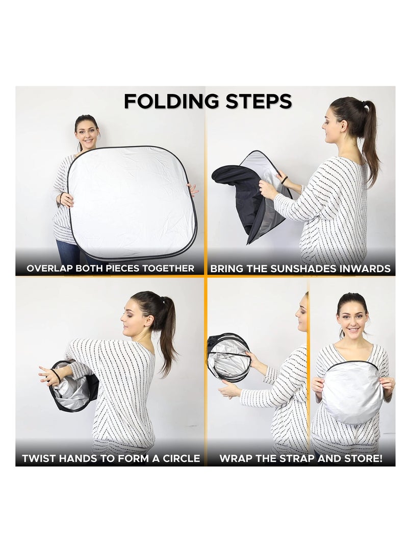 Excefore Car Windshield Sunshade Durable 240T Polyester Sun Shield for Front Window Reflect UV Rays and Heat Protect Your Car Foldable 2 Piece Medium (28 x 31 inches) - Image 5