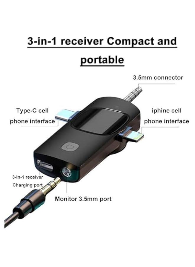 Mini MicrophWireless Lavalier Lapel Microph for iph  Camera PlugPlay，Professional Noise Reduction Recording Clip Mic for Creator Interview YouTube Interview TikTok Vlog