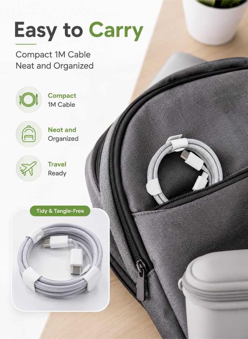 Leoxol USB C To USB C Cable | 1m Braided Fast Charging Lead | Type C Charger Wire For Phone Tablet Laptop - Image 4