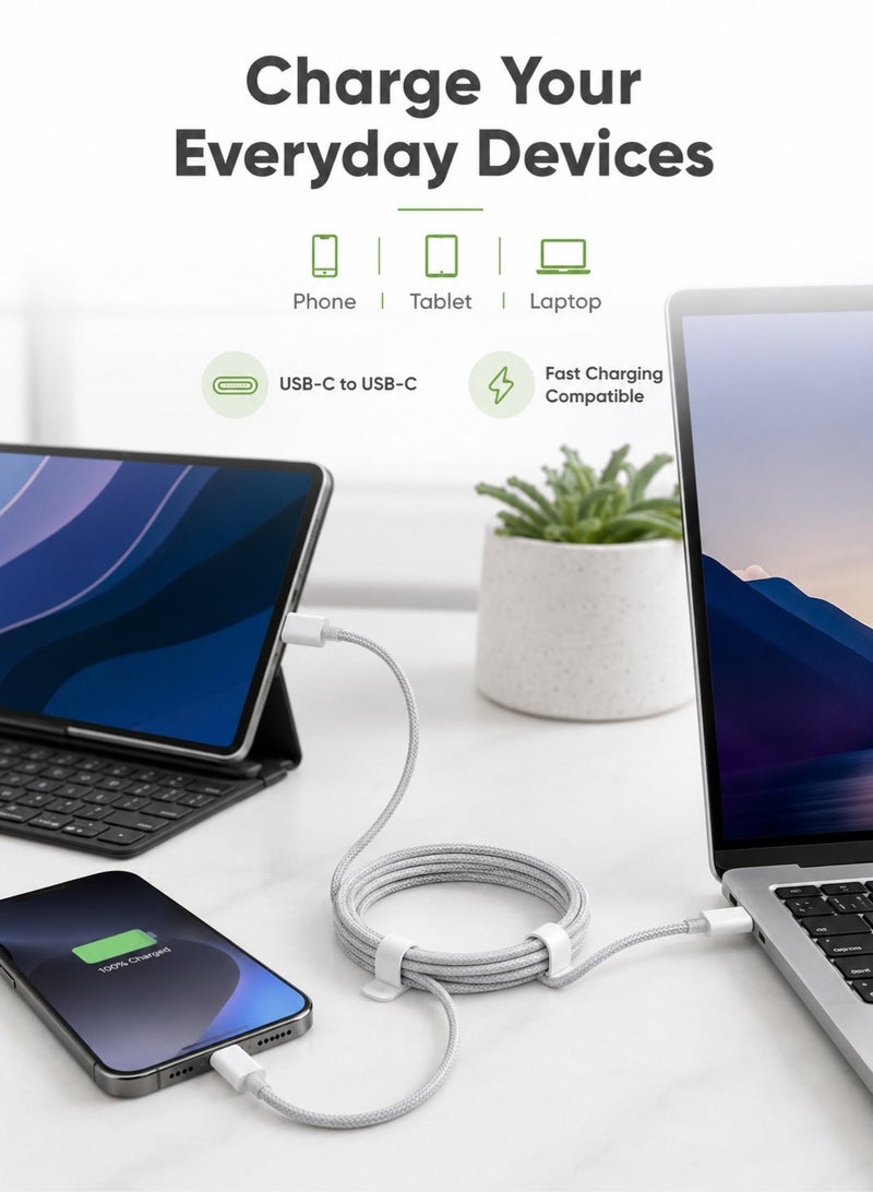 Leoxol USB C To USB C Cable | 1m Braided Fast Charging Lead | Type C Charger Wire For Phone Tablet Laptop - Image 5