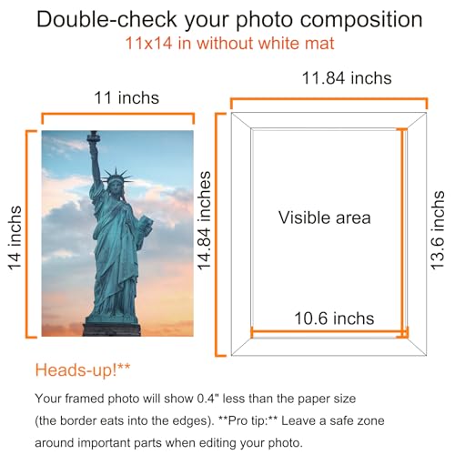 SESEAT 11x14 Picture Frames Display Pictures 8x10 With mat or 11x14 Prints Without Mat,Wall Mounting,Brown,6PCS - Image 2
