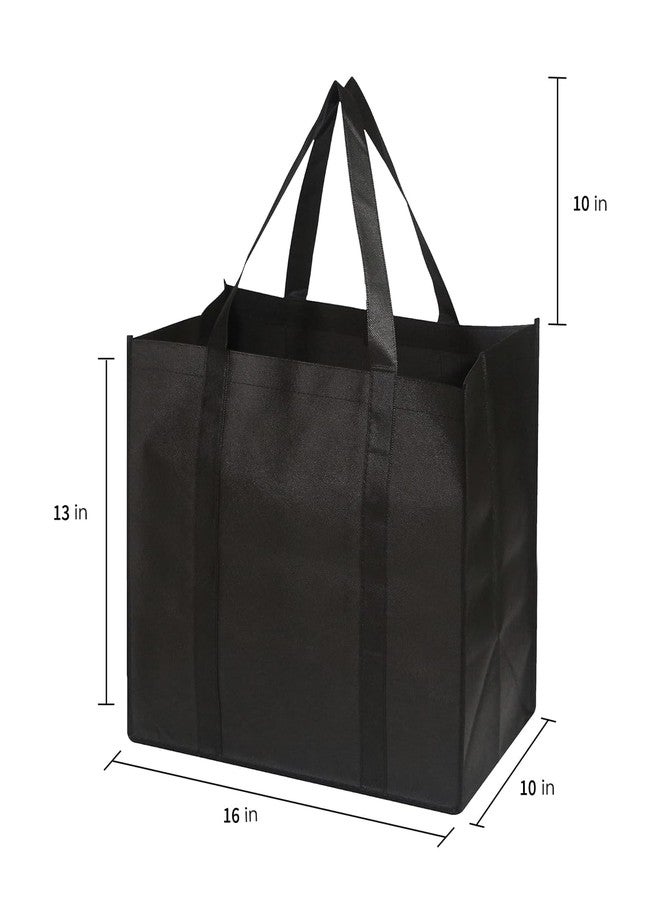 MOLOVA 1 Pack Large Foldable Shopping Bag, 16" W x 13" H x 10" D, Reusable Grocery Bag, Used for Shopping, Non-woven Fabric，Washable,Can Hold 40 LBS(Black) - Image 2