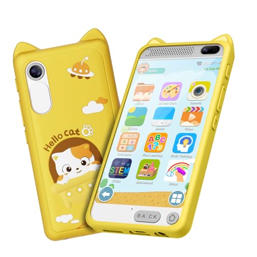 E teacher Kids Phone 397 Touchscreen Toddler Smartphone Learning Toys Fake Play Toy Phone with Music Player Educational GamesChristmas Birthday Gifts for Girls Age 312 8G SD CardYelllow - Image 1