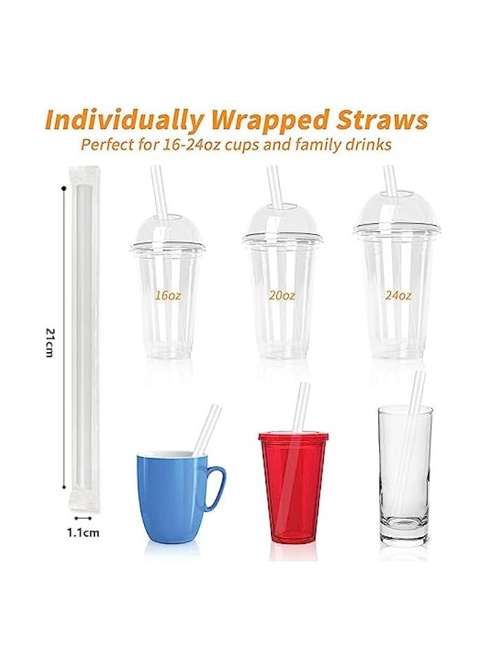 erorex 100 Pcs Jumbo Smoothie Straws Boba Straws,Disposable Plastic Straws Individually Wrapped Large Wide-mouthed Milkshake Straw  - Image 4