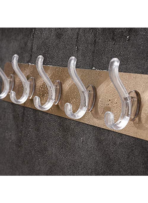 JEYANG JEYANG 5 Row Wall Hooks Hanging Bathroom Kitchen Hanger MultiPurpose 5 Hook Transparent Hanger Pack of 1 Transparent  - Image 2