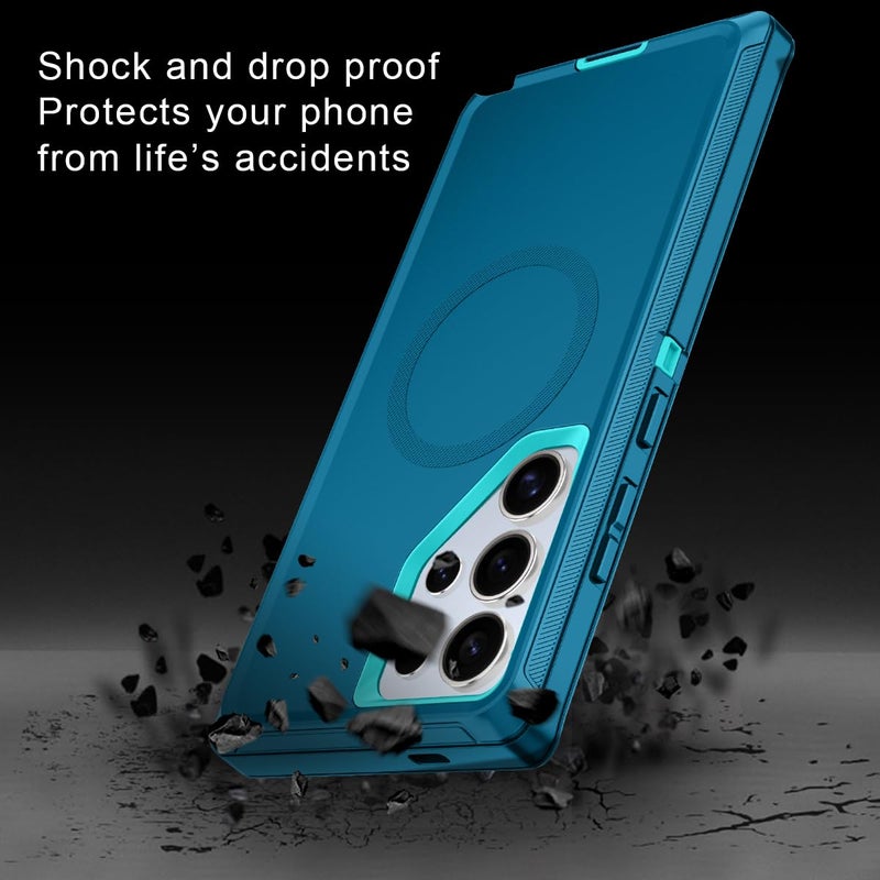 I-HONVA for Samsung Galaxy S24 Ultra Case [Compatible with MagSafe] Shockproof 3-Layer Full Body Protection [Without Screen Protector] Rugged Heavy Duty Cover Case for Galaxy S24 Ultra,Turquoise - Image 4